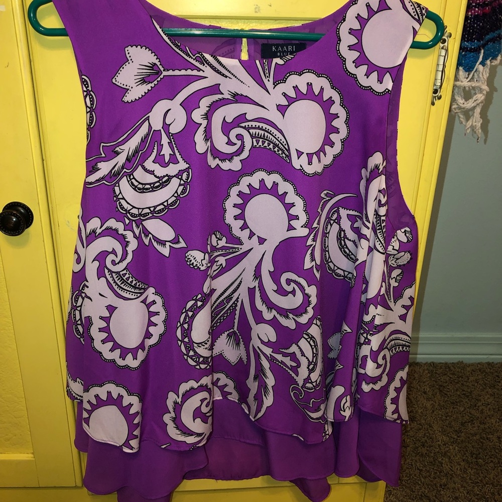 purple paisley layered tank top